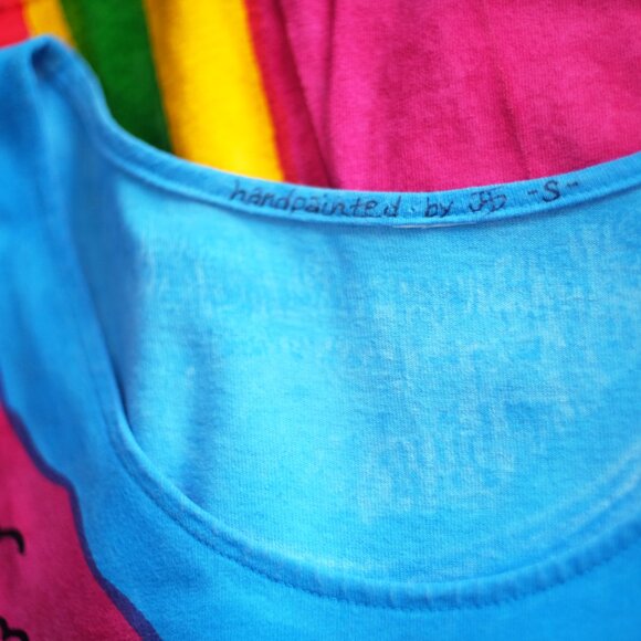 Hand Painted by JB T-Shirt Dress Scoop Neck Maxi Abstract-Pattern Art You Wear - Picture 5 of 5